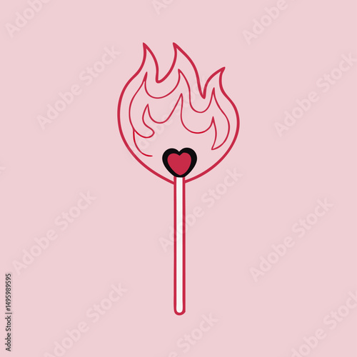 Burning Heart Matchstick Illustration
