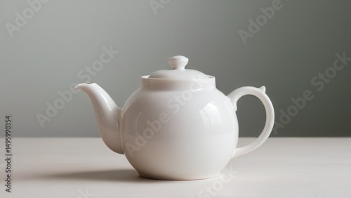 Elegant white teapot mockup on a neutral background, perfect for your design projects.