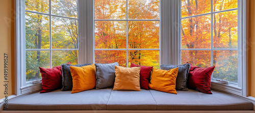 Colorful Throw Pillows and Cozy Sofa Interiors – Modern Home Decor Photography. AI generative.