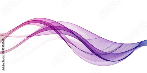 Abstract purple and pink wave flowing design isolated on a white background