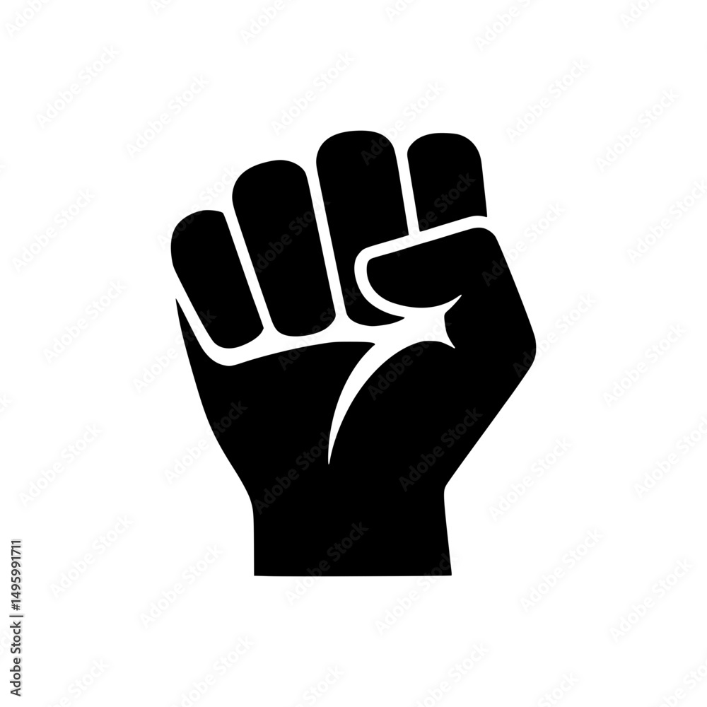 Obraz premium Fist Icon – Black Silhouette Vector