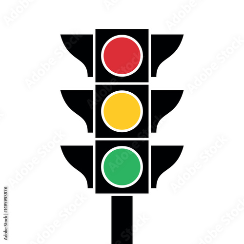 Traffic light icon. Symbol of road traffic, signal or driving rules. Attribute of intersection, transport or traffic regulation. Light road signal.