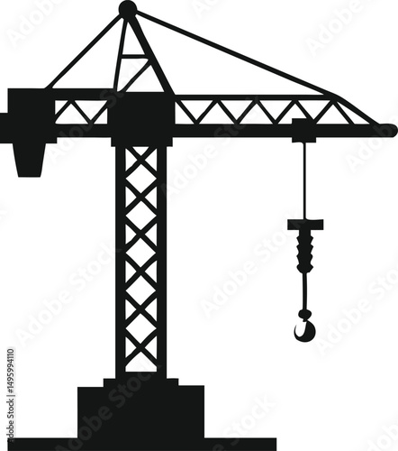 tower crane in profile in isolate on silhouette