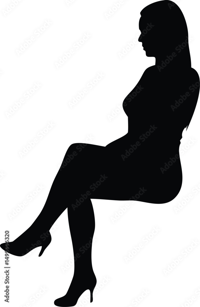 Fototapeta premium woman sitting vector silhouette