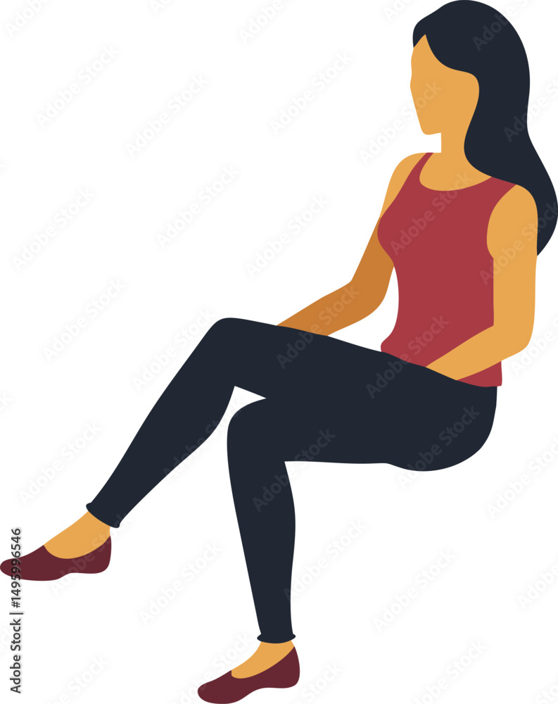 Fototapeta premium woman sitting vector silhouette