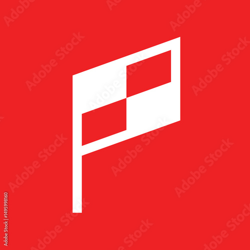 Racing or finish flag icon. Checkered flag, symbol of car racing, finish or victory. Checkered attribute of finishing work or race.