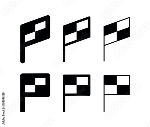 Racing or finish flag icon. Checkered flag, symbol of car racing, finish or victory. Checkered attribute of finishing work or race.