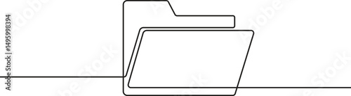 One continuous line vector drawing of a folder. Outline documents background icon, One line drawing illustration of document. Paperwork, Business concept line art. Vector Illustration.