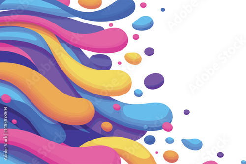 Gradient colorful curvy snake like shapes - twisted lines, loops, swirls form abstract pattern. Flowing wavy liquid organic backdrop illustration decorative texture