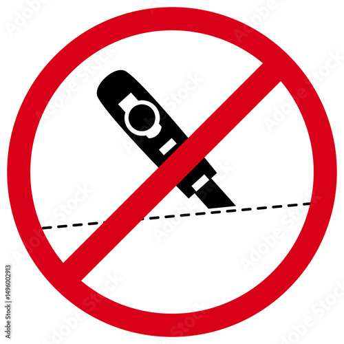 No Unpacking with Cutter Knife Sign. No Box Cutter Symbol. Do Not Cut Packaging Sign. Prohibited: Opening with Sharp Object. Packaging Safety: Do Not Use Knives. No Knife Unpacking Allowed.