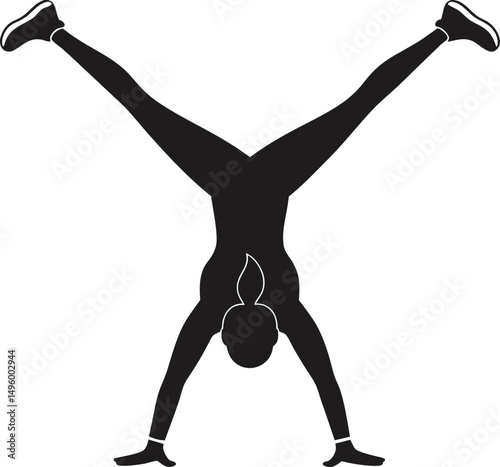 Silhouette of Woman Doing a Handstand Exercise