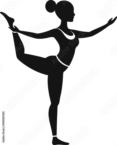 Silhouette of Woman Performing a Yoga Natarajasana Pose