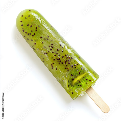 popsicle, kiwi popsicle, fruit popsicle, green popsicle on white background