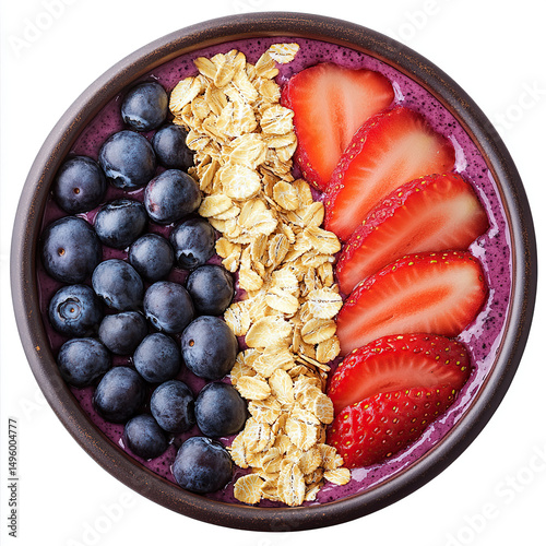 bowl, fruits, acai bowl, smoothie bowl on white background
