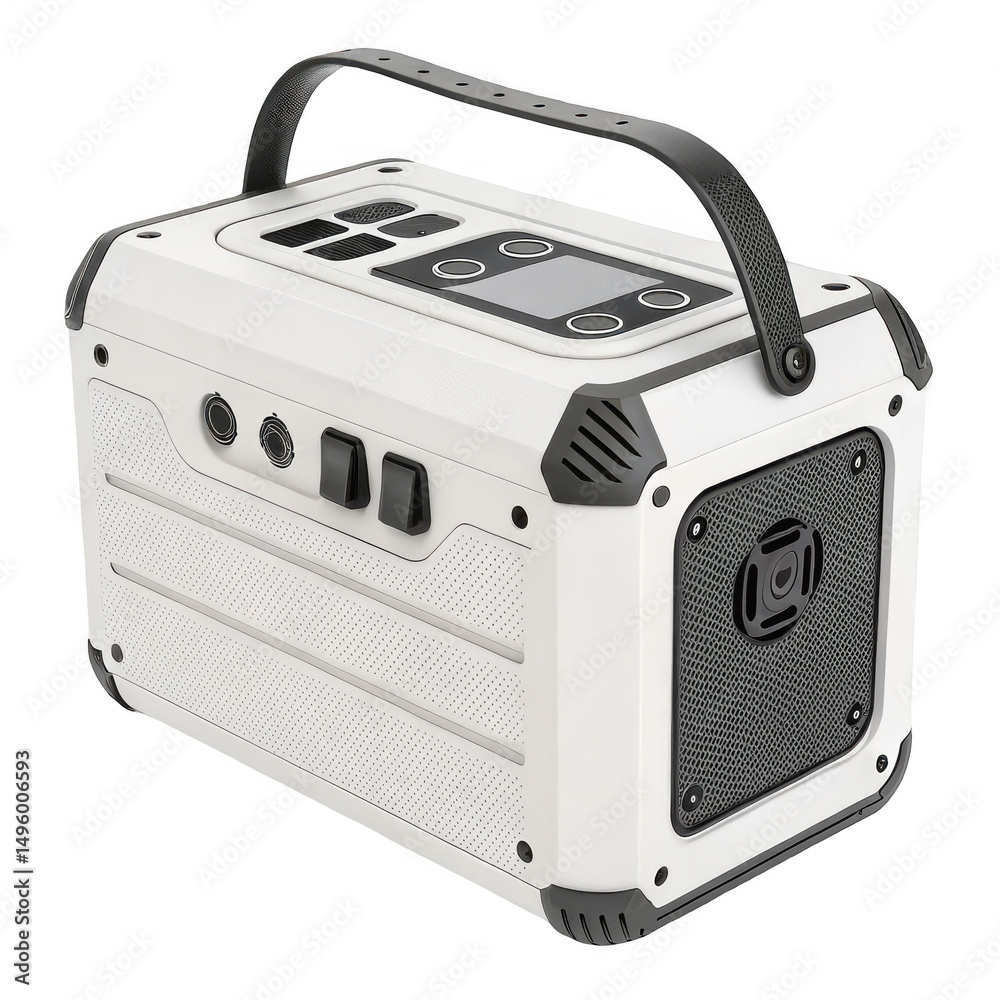 Fototapeta premium White portable generator isolated on transparent background