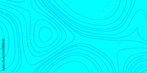 Color monochrome topography map seamless ornament design blue and cyan contours topography stylized lines map, landscape geodesy topography map wave paper curved mountain reliefs abstract background.