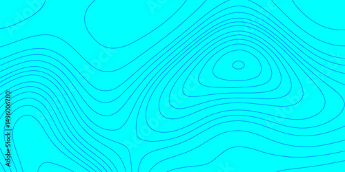 Color monochrome topography map seamless ornament design blue and cyan contours topography stylized lines map, landscape geodesy topography map wave paper curved mountain reliefs abstract background.