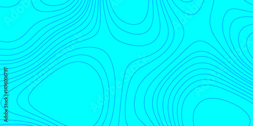 Color monochrome topography map seamless ornament design blue and cyan contours topography stylized lines map, landscape geodesy topography map wave paper curved mountain reliefs abstract background.