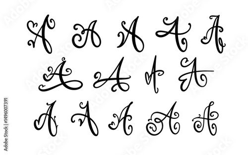 Letter A Lettering florish hand drawn