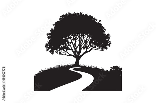 Tree Path Silhouette SVG Scenic Nature Landscape Clipart for Cutting and Crafts