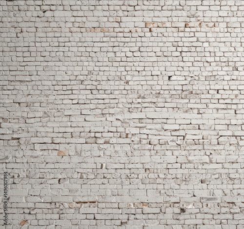 Weathered white brick wall, rough texture, aged surface, chipped, room