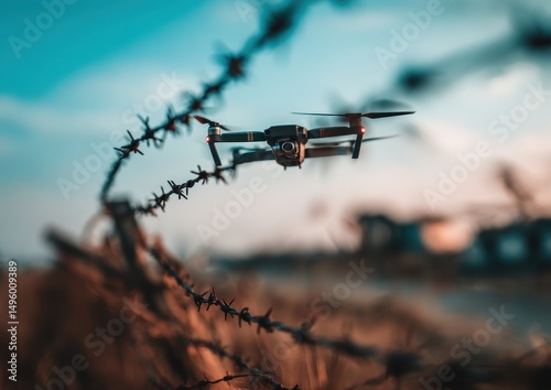 Drones are employed to oversee barbed wire fences at state borders or restricted areas, leveraging modern technology for security purposes
