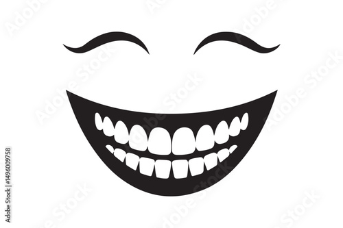 Big Laughing Mouth Silhouette Happy Smile Teeth Vector Art