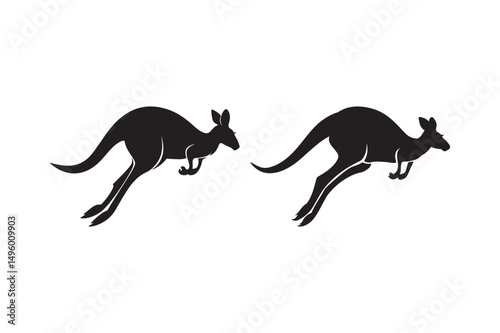 Jumping Kangaroo Silhouette Vector Wildlife Animal Art Design