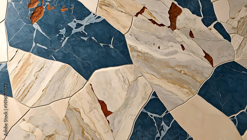 Abstract marble pattern with blue, beige, and brown color scheme