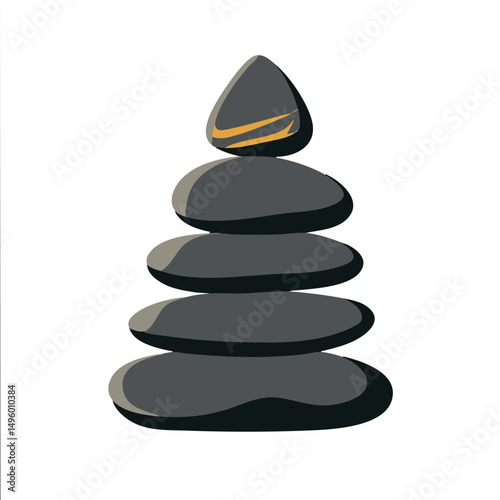 Of calm zen stone stack dark gray silhouette with a golden accent detail health wellness vector