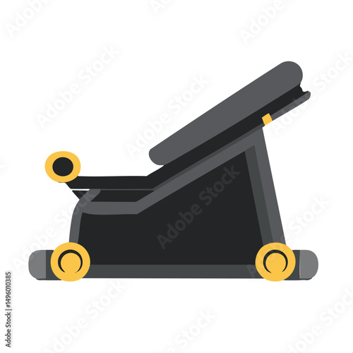 Minimal fitness exercise bench vector dark gray silhouette yellow accent strength training and fitness design