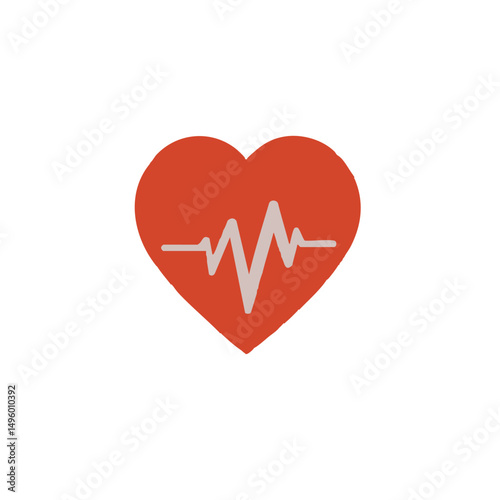 Heart icon an electrocardiogram line representing cardiac health and vital sign monitoring