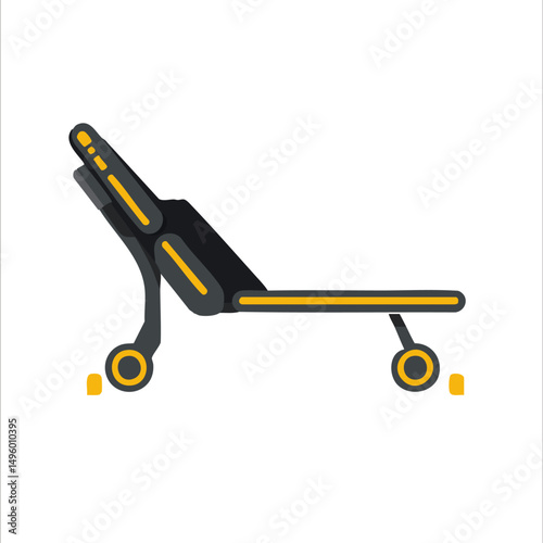 Fitness exercise bench dark gray silhouette yellow accent detail flat minimal bold silhouette vector health wellness vector