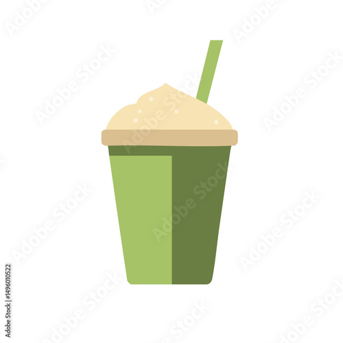Minimal health smoothie cup vector green silhouette light brown accent wellness and nutrition design
