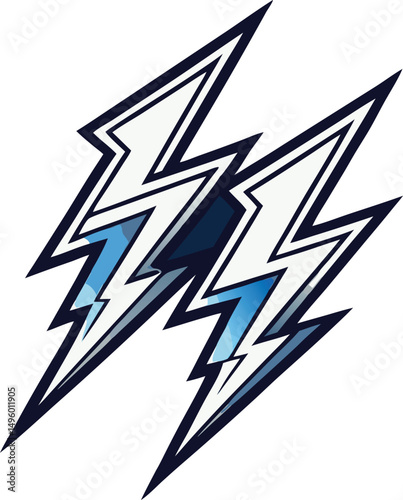 Abstract Double Lightning Bolt Graphic Design Element