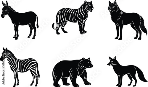 Photography vector silhouettes of animals