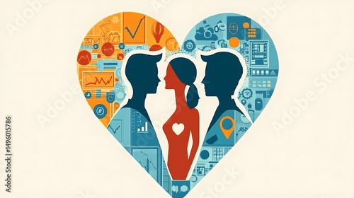 Couple Heart Tech Love Connection.