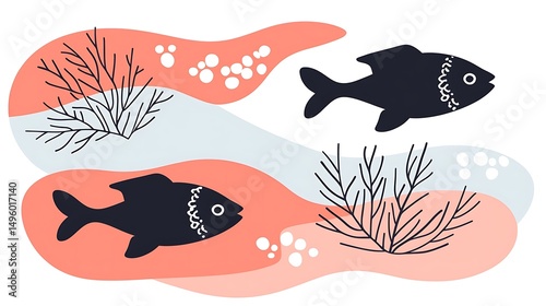 Abstract Fish Underwater Scene.