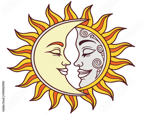 Sun and Moon Face Merge