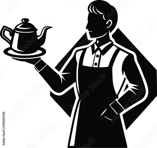 Barista Serving Coffee Silhouette