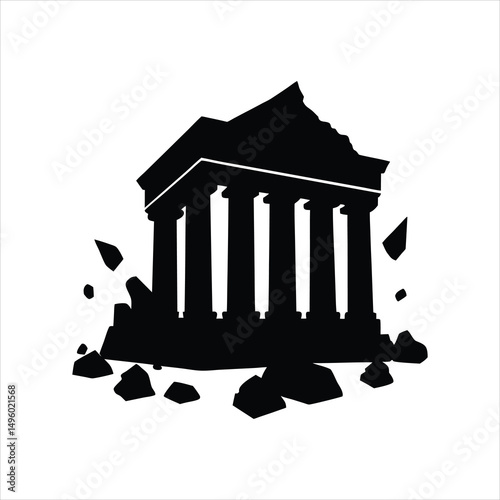 Ruined Monument Silhouette Historic Site Vector Art