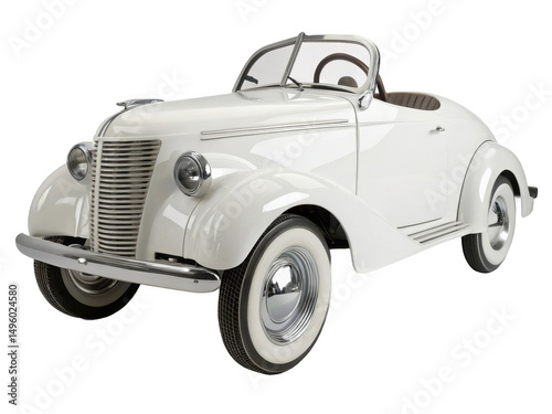A classic white roadster isolated on transparent background