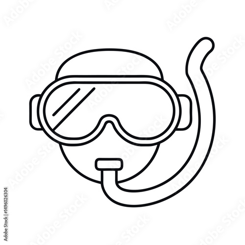 Underwater Snorkel Outline Minimal Vector photo
