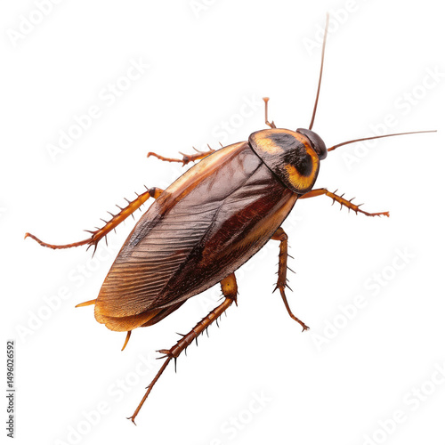 A cockroach on black background isolated on transparent background