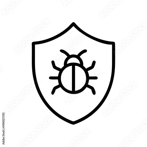 Shield containing a creepy crawly insect with multiple legs and antennae in black outline style