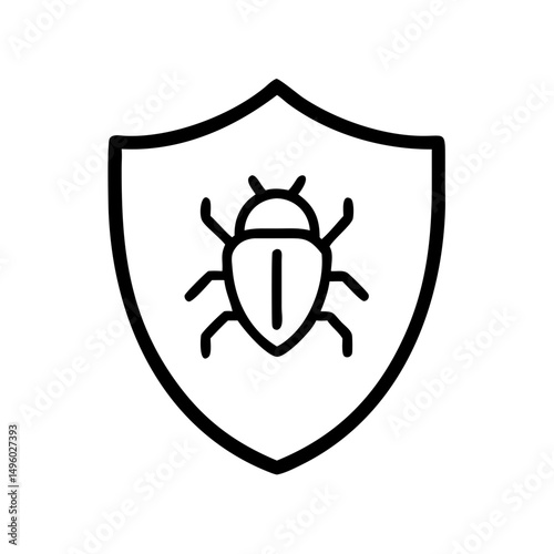 Shield containing a beetle like creature with six legs in a protective design element icon