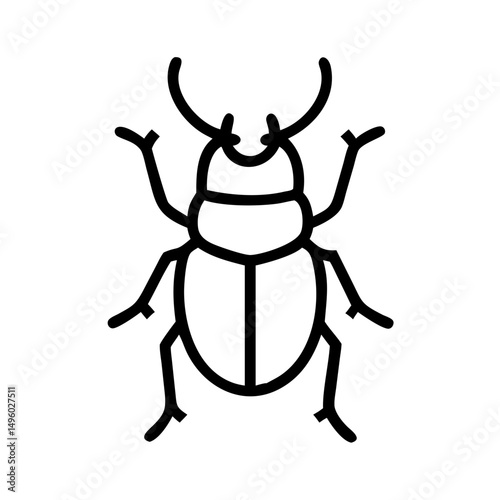 Simple line drawing of a beetle with prominent antennae and segmented body on a white background image