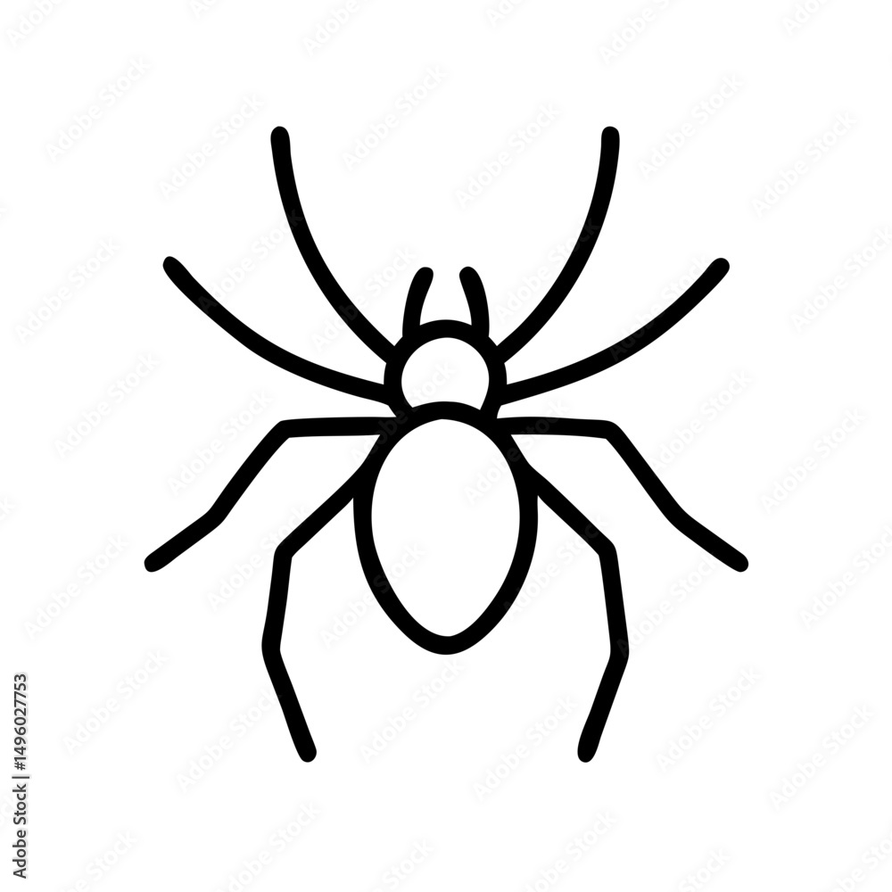 Obraz premium Simple graphic representation of a spider with eight legs and two antennae like appendages design 100