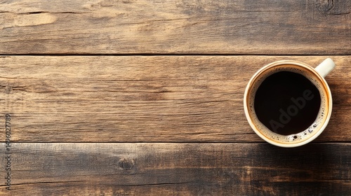 Coffee on Wooden Table with Copy Space