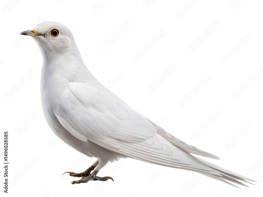 Fototapeta premium A white bird on display isolated on transparent background